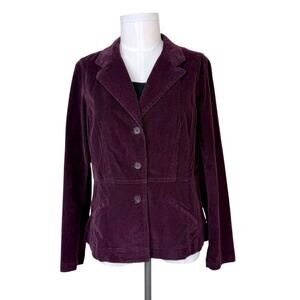 St.John's Bay Women’s XL Corduroy Long Sleeve Eggplant Blazer Cotton Spandex